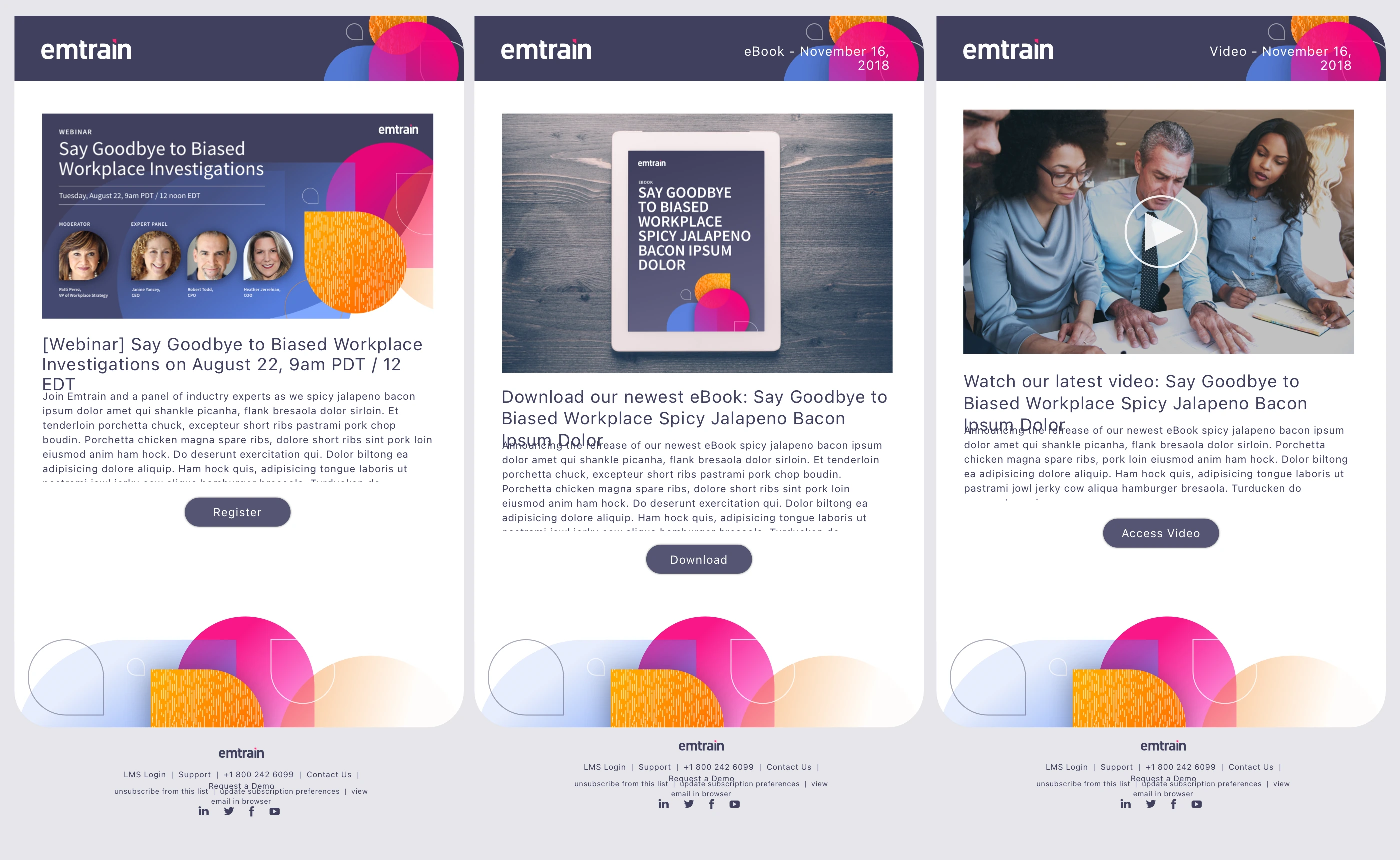 Emtrain's email templates showcasing different resources