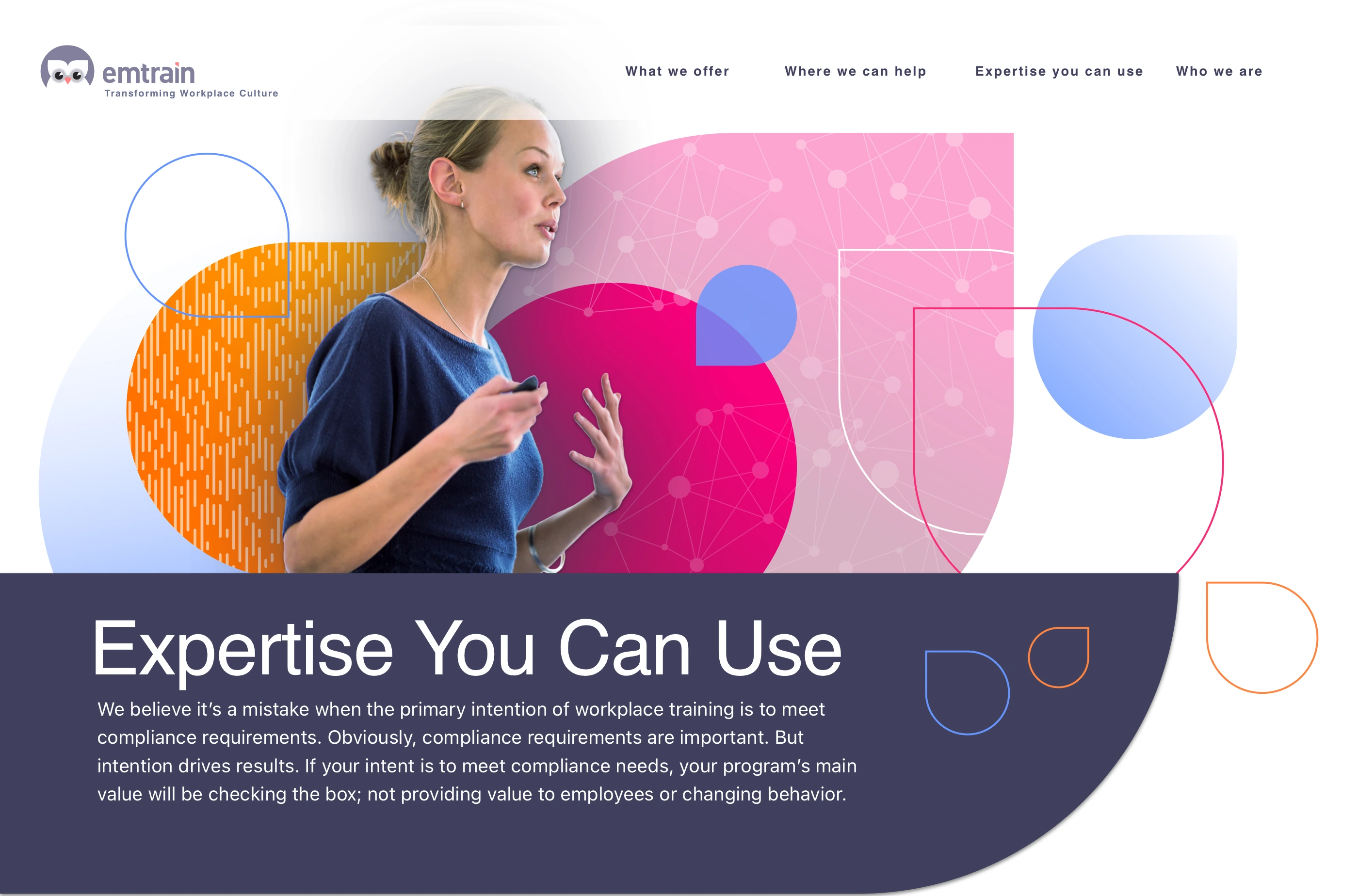 Emtrain.com secondary page, Expertise you can use