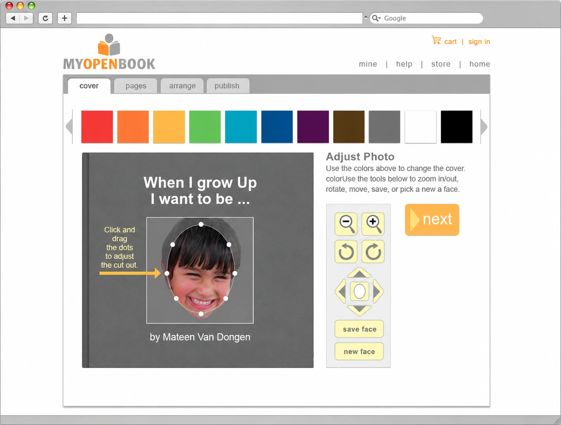 Customization using child's pitcure to be inserted on the cover