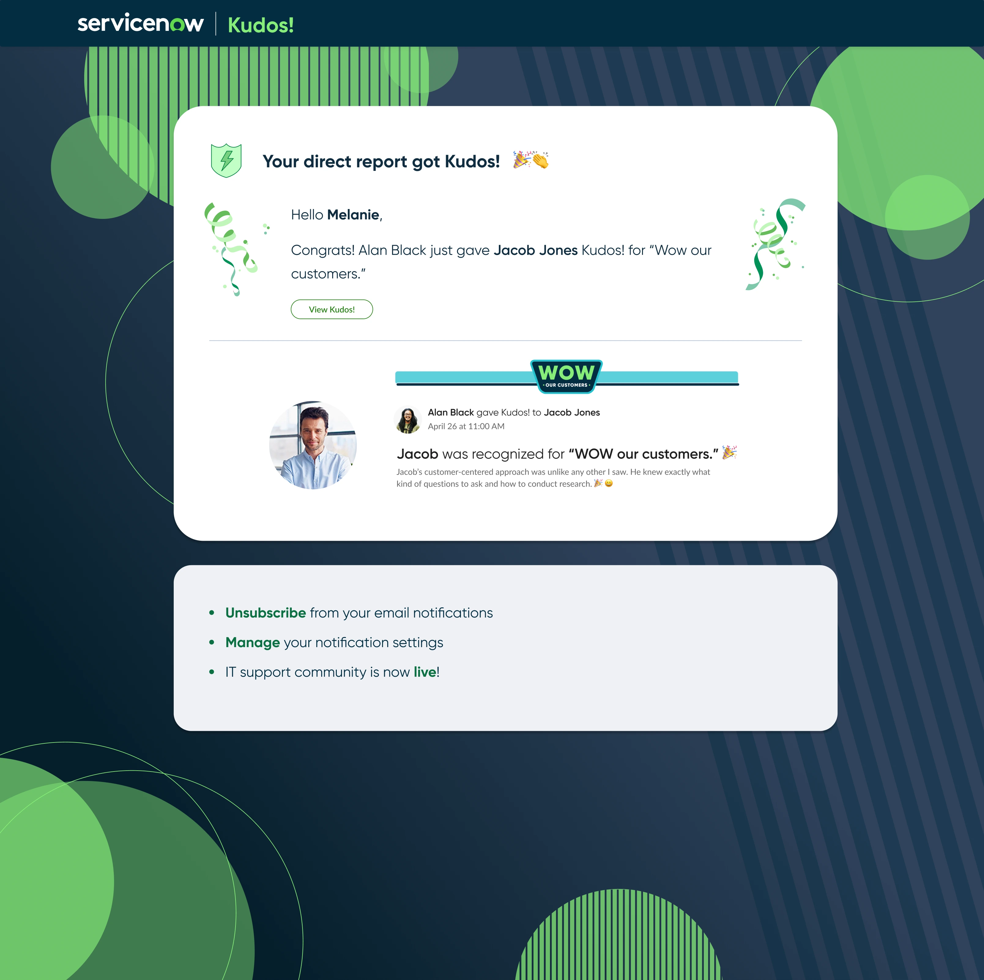 Manager notification