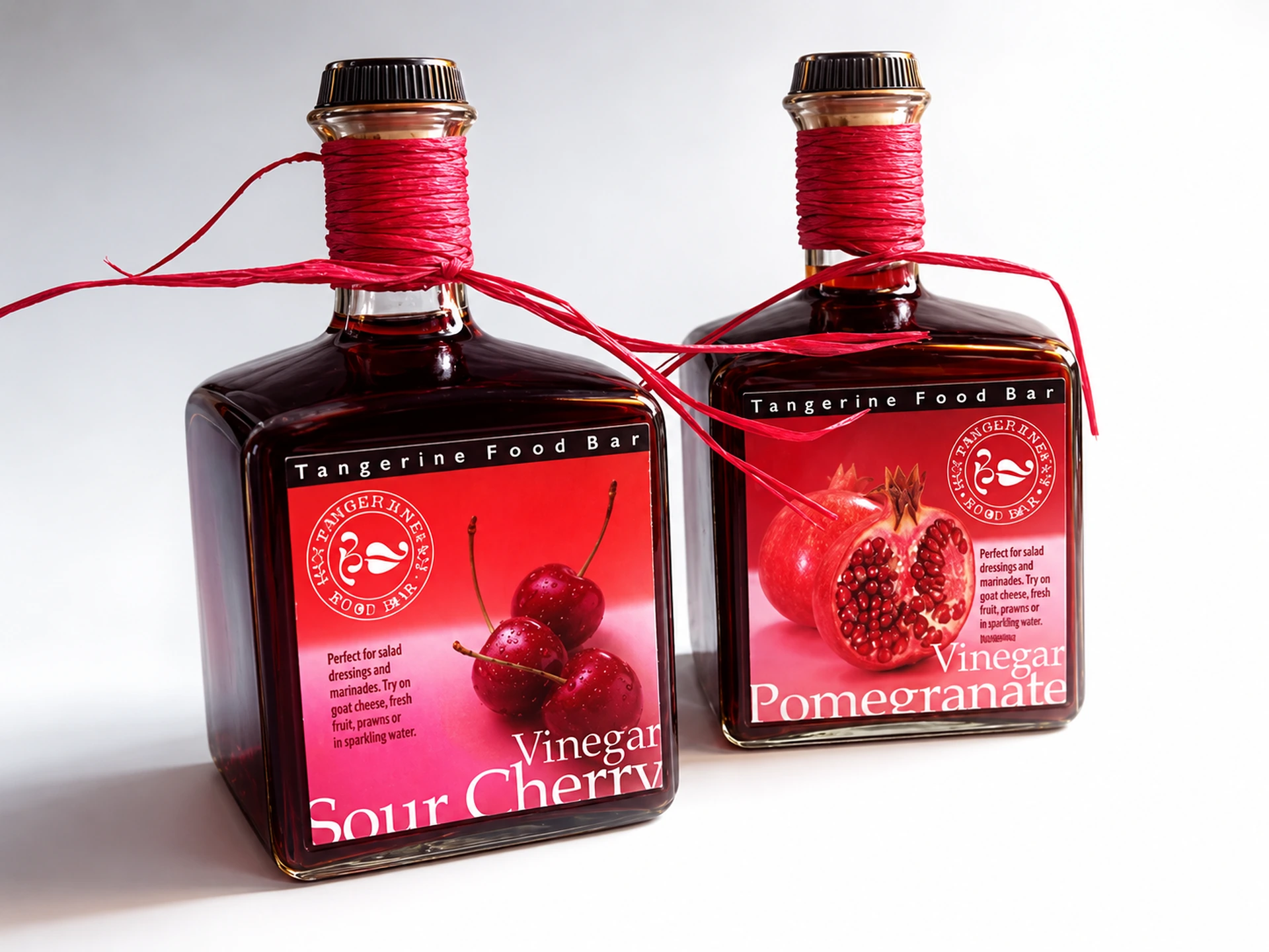 Pomegranate and sour cherry infused vinegars