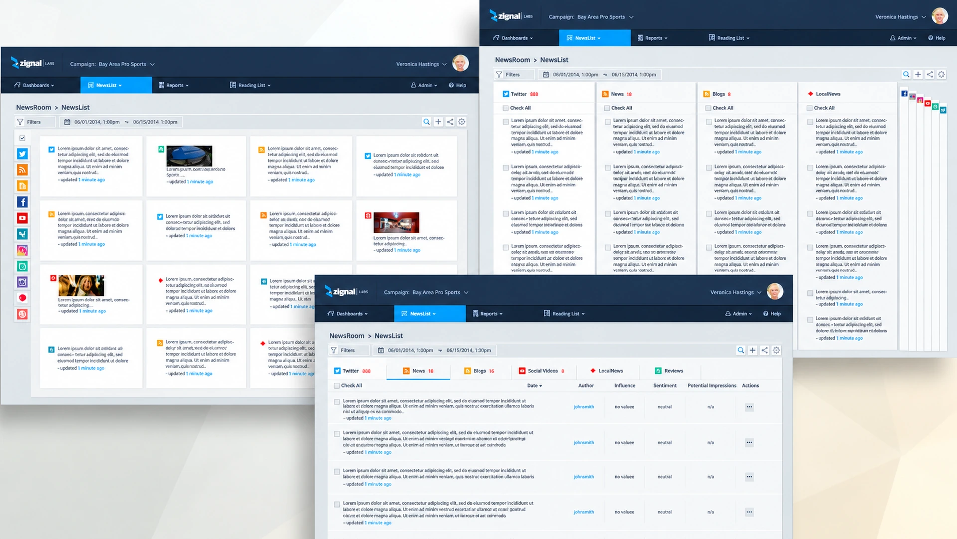 Zignal Enterprise 2.0, Newslist